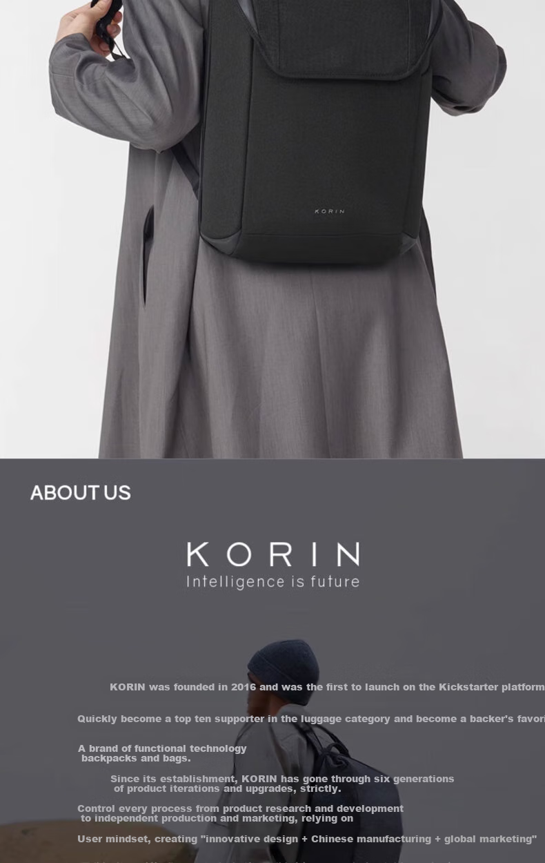 KORIN Anti-Cut Laptop Backpack, Large Capacity, Lightweight for Travel And Commuting, Notebook Backpack for Men, Black, Model K7 16
