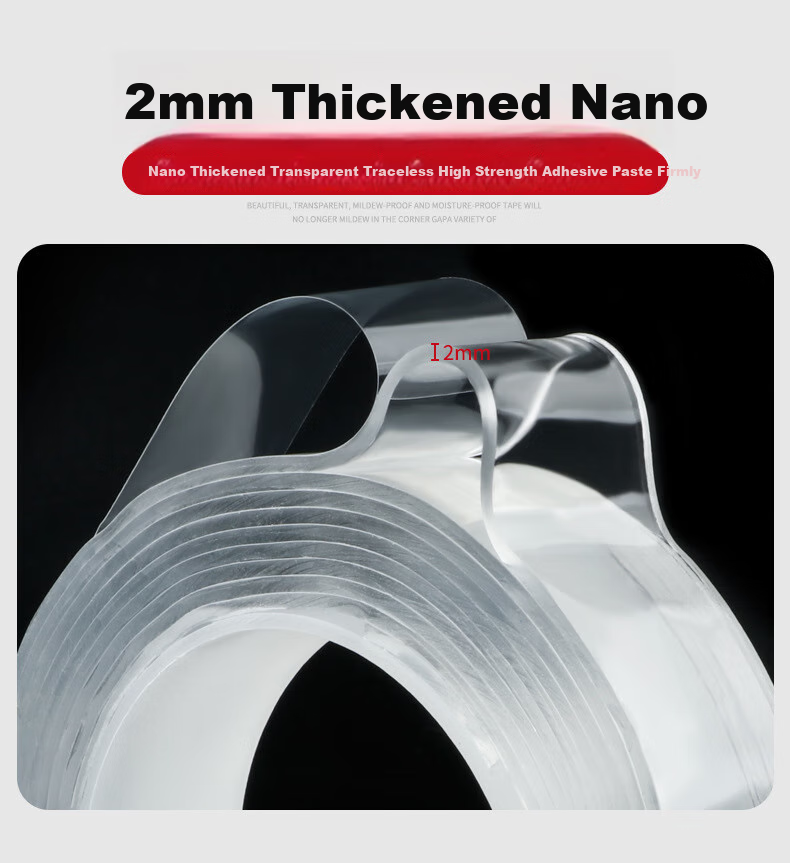 Siyicai Transparent Nano Double-Sided Tape, Strong Adhesive, Double-Sided Sticker, Nano Tape, Invisible Adhesive, Wall And Socket Sticker, Magic Tape, 3cm Wide * 3m Long * 2mm Thickened, 1 Roll 5