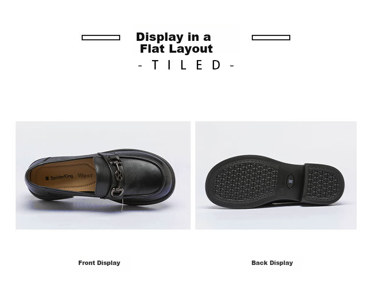 SPIDER KING Loafers for Women, Thick-Soled Horse Bit Buckle, Soft-Soled Casual Shoes, Slip-On, British Style Versatile Leather Shoes, Black, Size 36 7