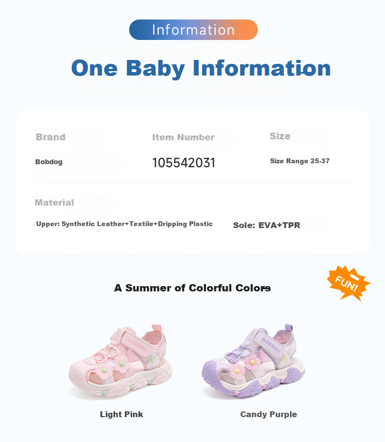 BOBDOG Girls Summer Closed-Toe Soft Sole Breathable Beach Sandals 105542031 Light Pink Size 30 2
