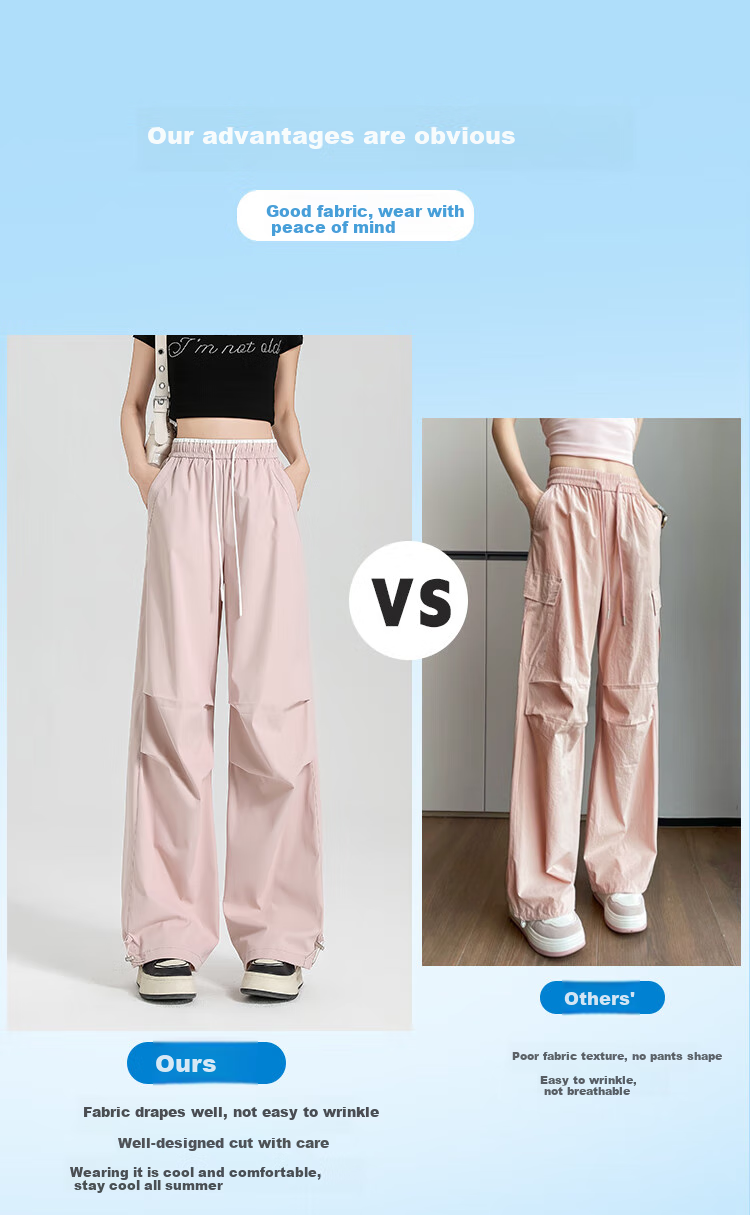 Free Style Paratrooper Cargo Pants for Women Spring Summer High Waist Draped Casual Wide Leg Ice Silk Quick-Dry Hiking Sports Pants 6