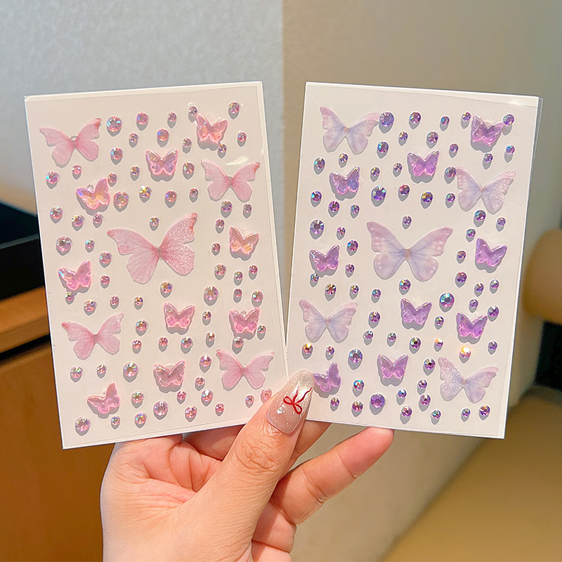 GOTOVAN Kids Face Makeup Stickers Butterfly Diamond Face Decoration Self-Adhesive Stage Performance Sequin Face Stickers Colorful Rhinestones for Concert New Year Festival 4