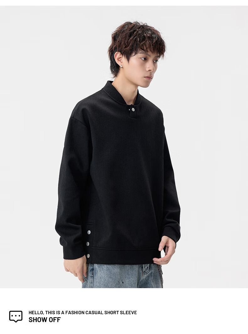 MMOPTOP Japanese Style Vintage Henry Collar Sweatshirt Autumn Winter Men's Warm Casual Sweatshirt MWY28 Coffee XL 5