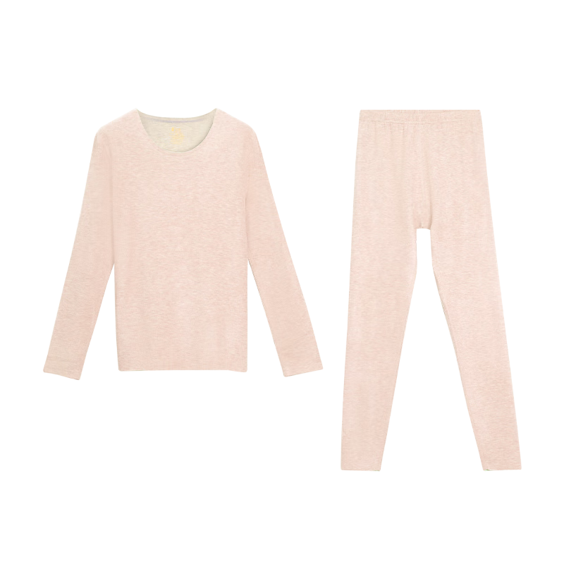Hodo Home Seamless Thermal Underwear Set for Women Autumn Winter Color-Spun Fleece with Cashmere and Mulberry Silk