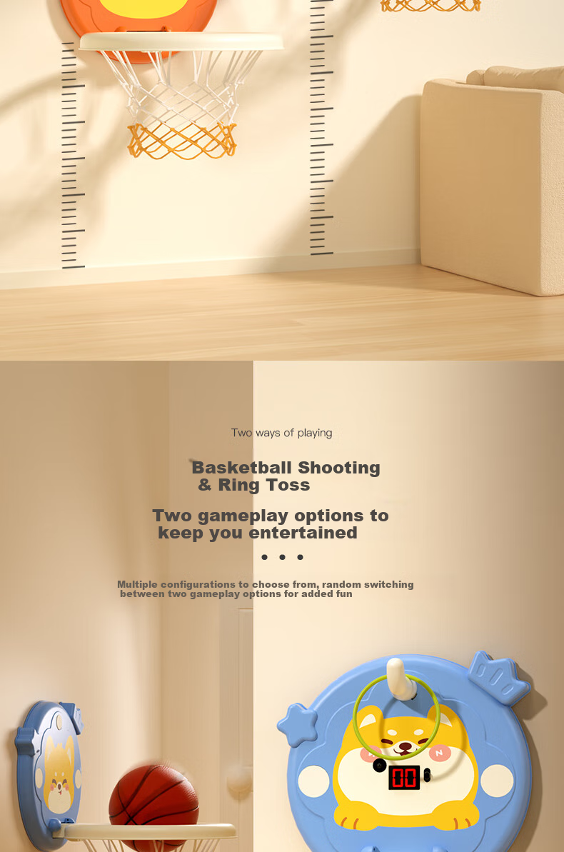COOKSS Children's Basketball Hoop, Home Use Baby Shooting Training, Indoor Toy for Ages 1-3, No Drilling Required Gift 4