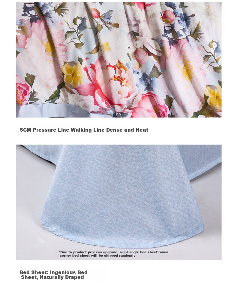 FUANNA Bedding Set, Pure Cotton 100% Bedsheet And Duvet Cover, Floral Pattern Set, Double Size, 203*229cm, Shengshi 22