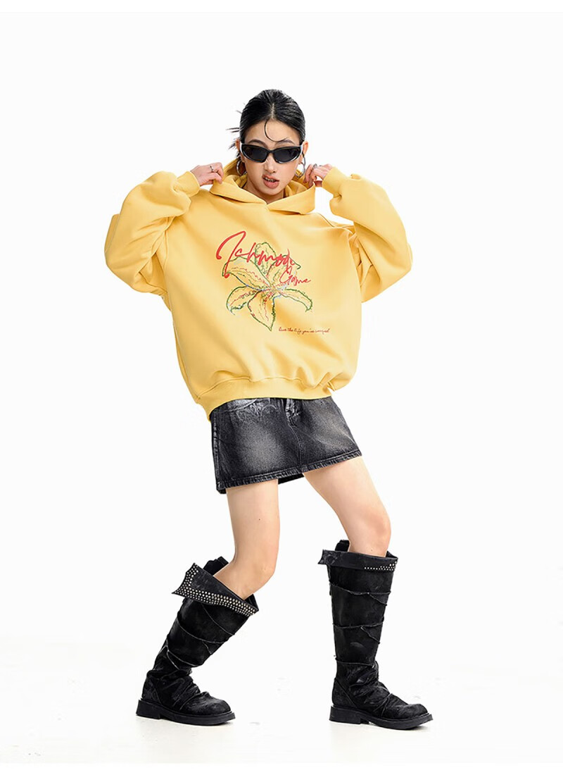 ICH MODE Women's American Style Hoodie Autumn Winter 2025 New Loose Pullover Jacket Top Dark Gray M 6