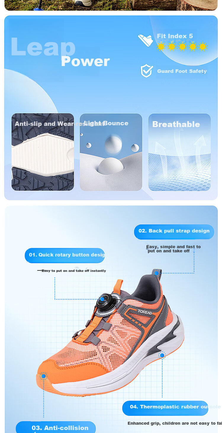 TOREAD Flagship Children's Sports Shoes for Boys And Girls, Big Kids' Shoes for Spring Summer Autumn Seasons, Button Running Shoes, Silver Gray, Size 33 2