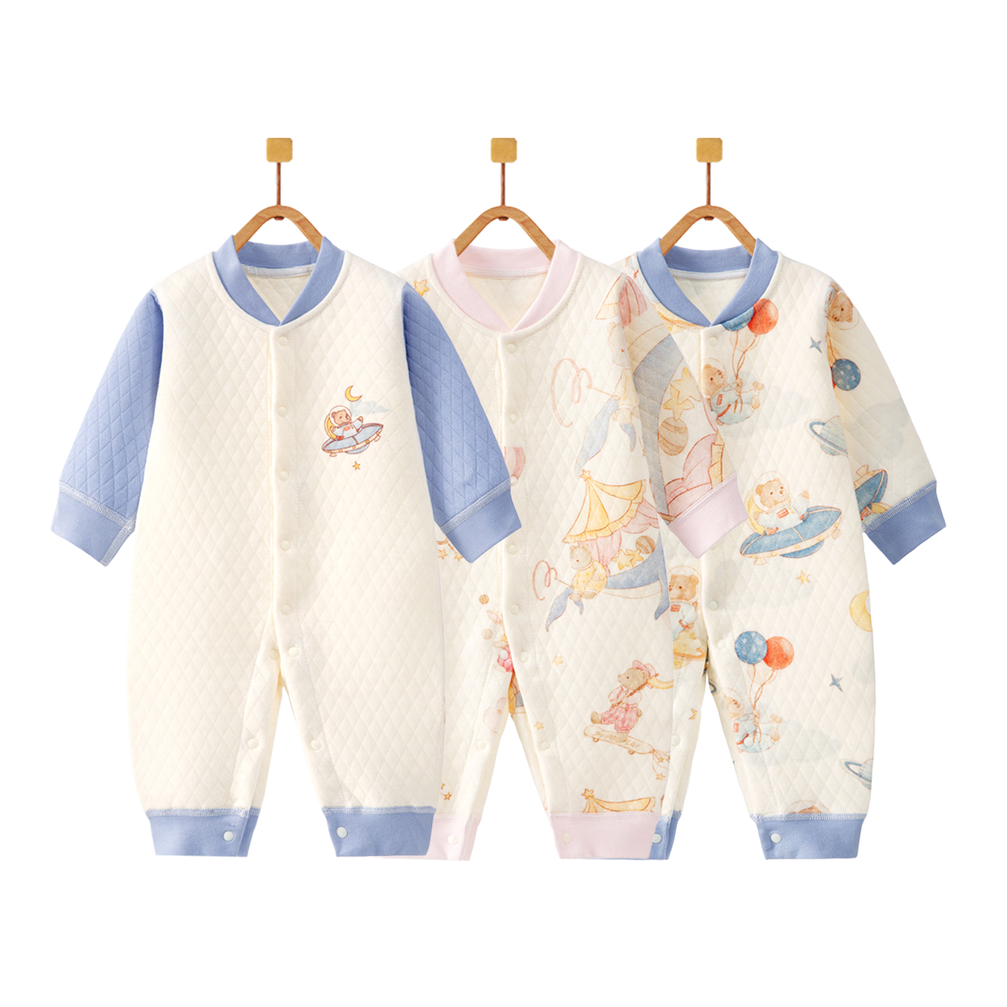 Banjvall Baby Clothes Spring And Autumn Quilted Onesie, Infant Warm Romper, Crawling Suit, Pajamas, Size 73
