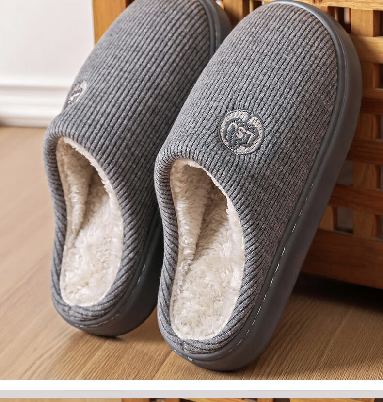 Huamei Jianbu Unisex Versatile Half-Cover Cotton Slippers Indoor Outdoor Fleece Lined Warm Cotton Slippers HM2502 Navy Blue Size 40-41 13