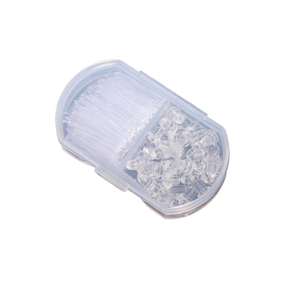 UPLUS Resin Ear Care Sticks Invisible Ear Studs Transparent Anti-Blockage Ear Hole Care Sleep-Friendly No Need to Remove 100 Pieces with Ear Plugs