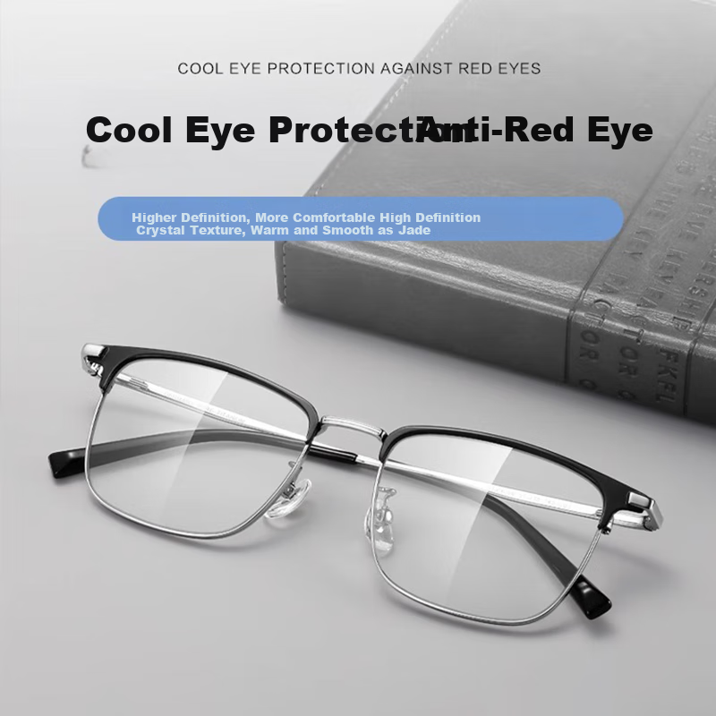 Molake German Imported Natural Crystal Reading Glasses for Men, High-Definition Presbyopic Glasses for Elderly, Premium One-Line Brand