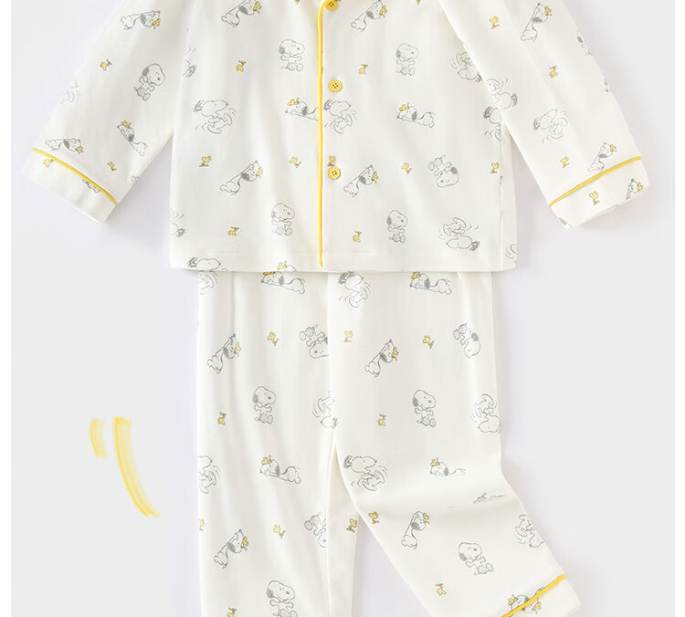 SNOOPY Children's Spring and Autumn Pure Cotton Comfortable Long Sleeve Pajama Set Floral 120 2