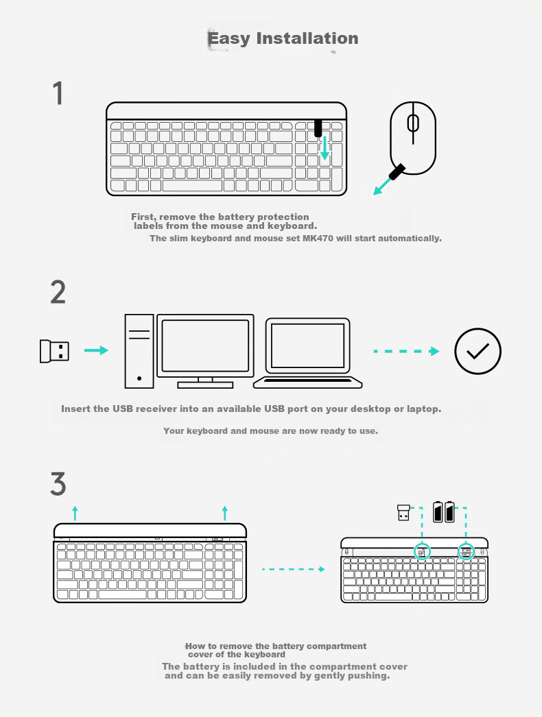 Logitech MK470 [Enterprise Grade] Wireless Office Keyboard And Mouse Combo, Computer Laptop Membrane Keyboard with Wireless 2.4G Receiver, White [Order Bonus] 10