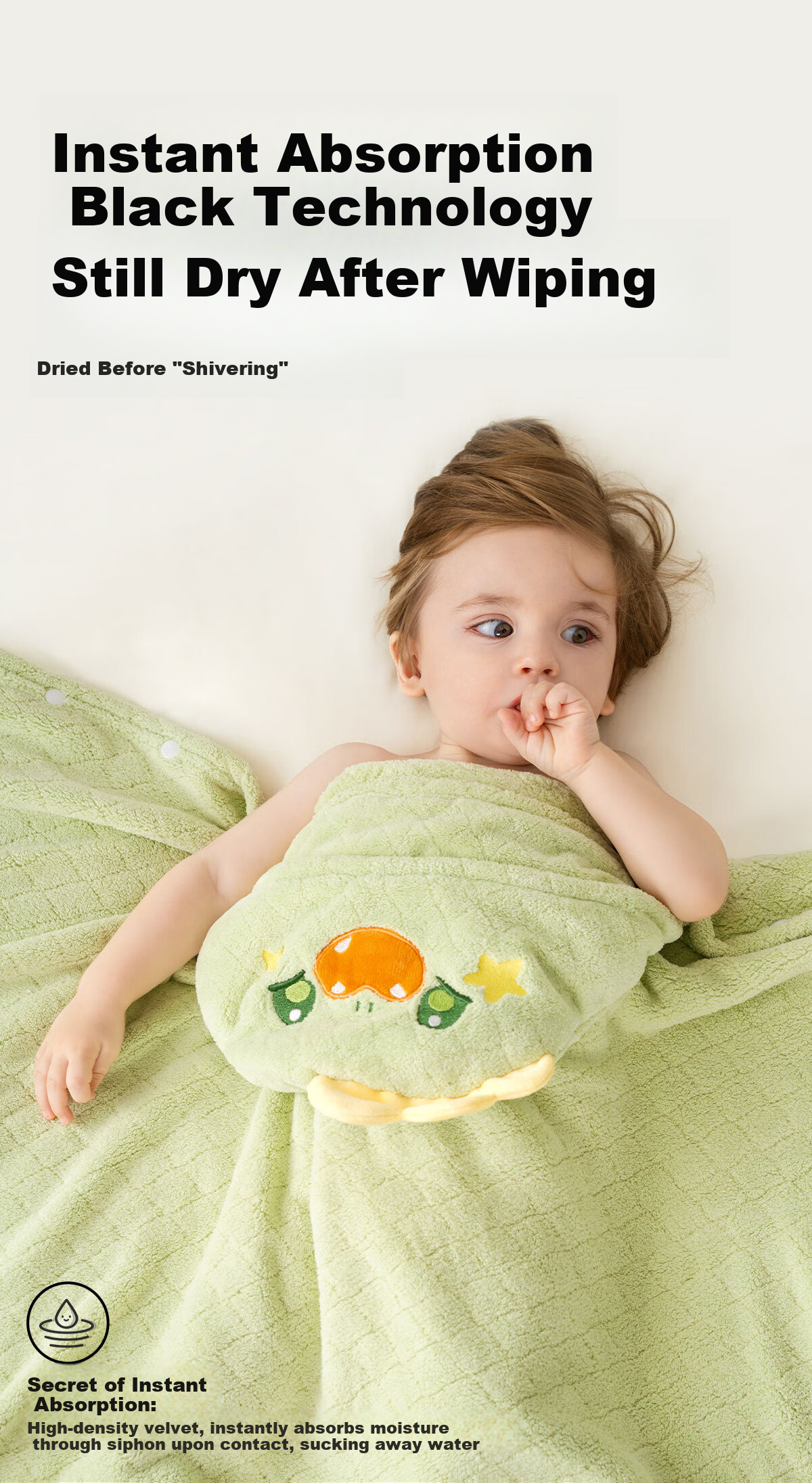 OUYUN Baby Bath Towel, Coral Fleece Quick-Dry Children's Cape Bathrobe with Hood, Baby Bathing Robe, Dinosaur Pattern, 145*85 Cm 3