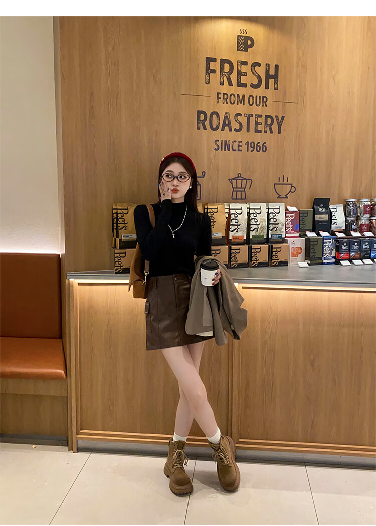 YUZHAOLIN Apricot Half Turtleneck Base Shirt Women's Little Chanel Style Inner Wear 2025 Autumn Winter New Sweater Knit Top 8
