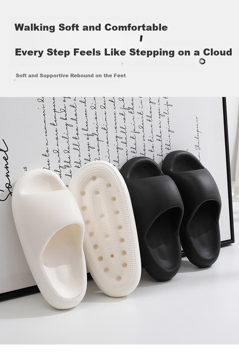 GUOLUOFEI Squishy Feeling Slippers for Men, Summer Thick-Soled EVA Bathroom Couple Sandals for Women, Suitable for Outdoor Wear, Beige, Size 42-43 1