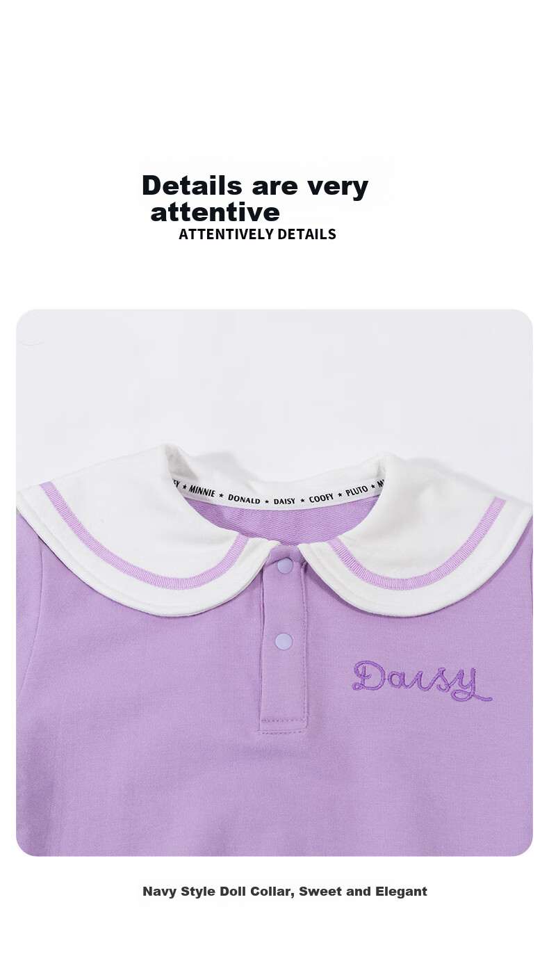 Disney Children's Clothing Spring And Autumn New Girls' Cartoon Casual Versatile Comfortable Warm Sweatshirt Set, Peach Pink, Size 140 7