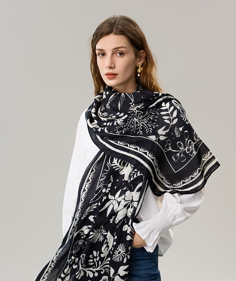 ELLE [Gift Box Set] 100% Modal Silk Scarf Women's Spring Summer Shawl Wrap Gift for Mom Girlfriend 43