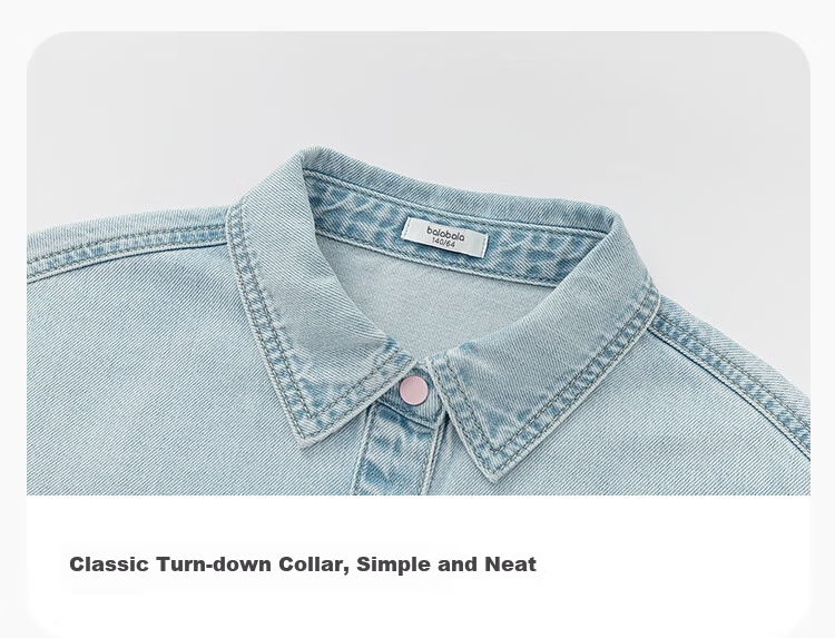 Balabala [balaOne] Girls' Long Sleeve Shirt 2026 Spring 100% Cotton Denim Fashion 5