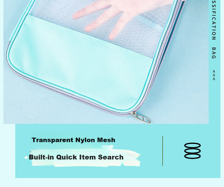 GuangBo L-Shaped Transparent Mesh Tutoring Bag, Subject Bag, Three-Layer A4 File Folder, Student Exam Paper Storage Zipper Bag, Stationery Bag, A08010 9