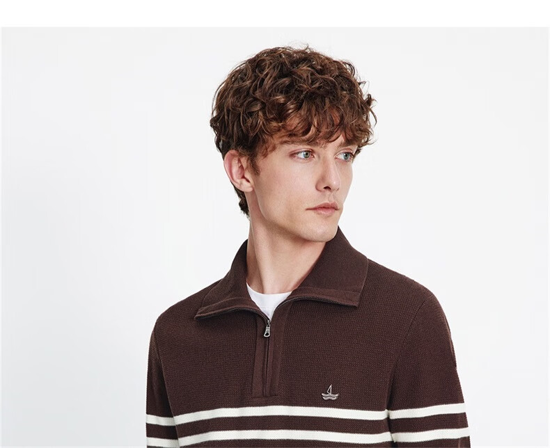 Navikail Star Model Italian Small Sailboat Men's 25-Style Half-Open Collar Striped Casual Knit Sweater 1344045502 23