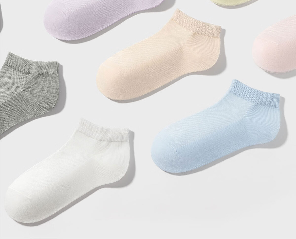 Mianzhuwu Women's Disposable Cotton Bamboo Short Socks Spring Autumn Thin Summer Odor-Resistant No-Show Socks 10 Pairs 16