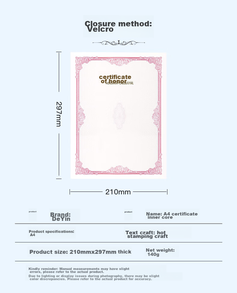Befon A4 Certificate Inner Pages, Graduation Certificate Award Inner Pages, School Enterprise Commendation Award Certificate Printing Paper, Office Stationery, Red, 10 Sheets, 0341 3
