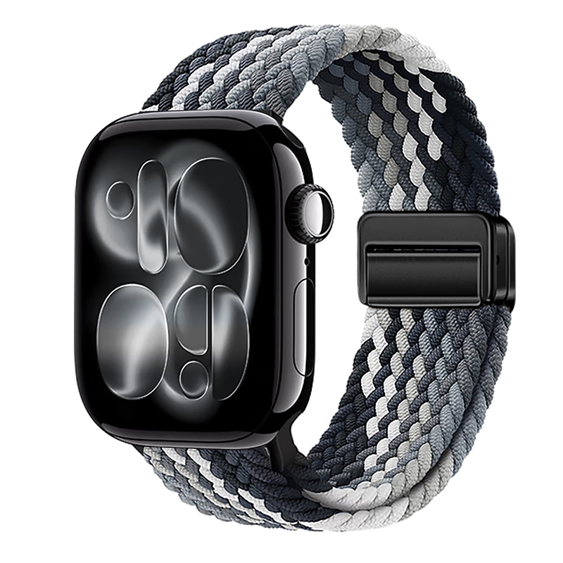 MSSM Compatible Apple Watch Band for Apple IWatch S12/11/10/9/Se3/Ultra4 Nylon Braided Loop Magnetic Strap [Black Chocolate] 38/40/41/42