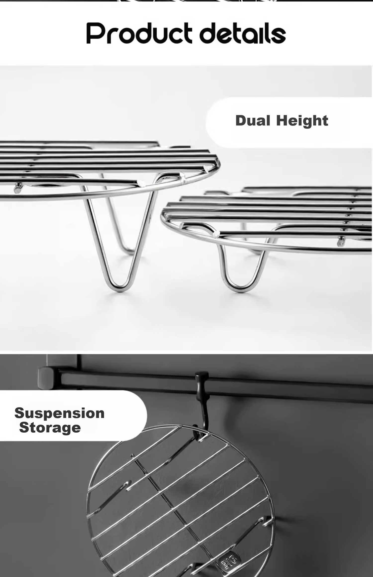 Onlycook 304 Stainless Steel Steamer Rack, Pot Holder, Table Mat, Low And Tall Steamer Rack for Cooking Pots, Small Size 13