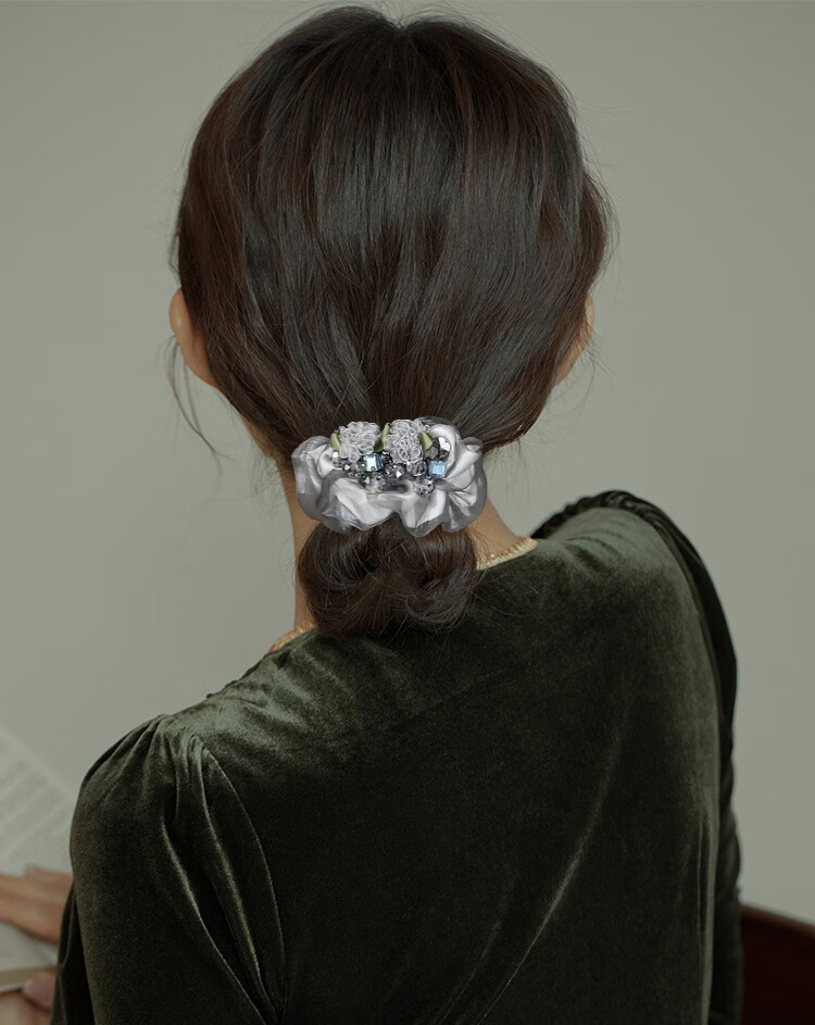 Xiangwan Elastic Hair Tie Scrunchie Mesh Flower Hair Band High Elasticity Hair Rope Birthday Gift for Women 1