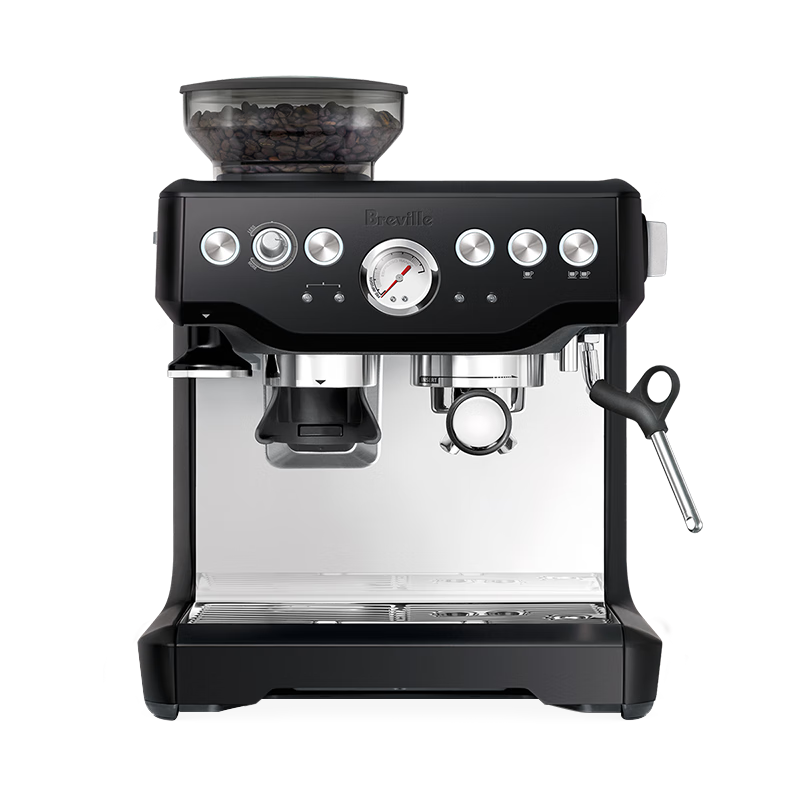 Breville BES870 Semi-Automatic Espresso Machine Home Italian Grinder and Milk Frother Integrated Removable Bean Hopper 16-Level Grinding