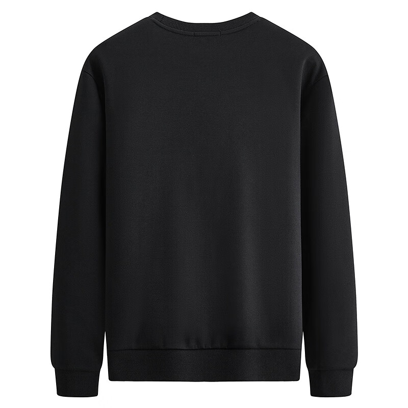 Dance with Wolves [Anti-Static] Color-Block Slim Fit Crewneck Pullover Men's Lightweight Sweatshirt 001 Black S