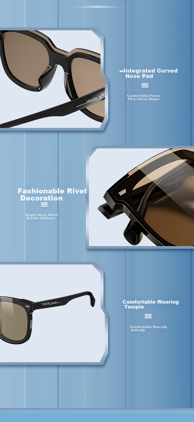 HELEN KELLER Sunglasses for Men And Women, Non-Polarized HUD Car LCD Driving Anti-UV H2501N30 6