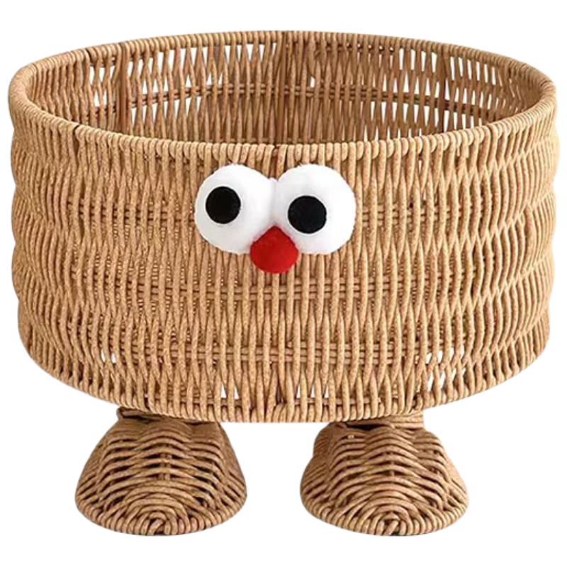 Fan Ye's Cute Faux Rattan Monster Storage Basket Entryway Miscellaneous Key Organizer Snack Fruit Desktop Coffee Table Organizer