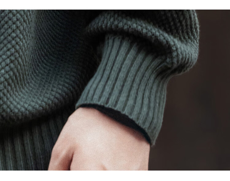 JEEP Men's Winter Loose Fit Crew Neck Premium Knit Sweater Inner Layer Military Green 3XL 3