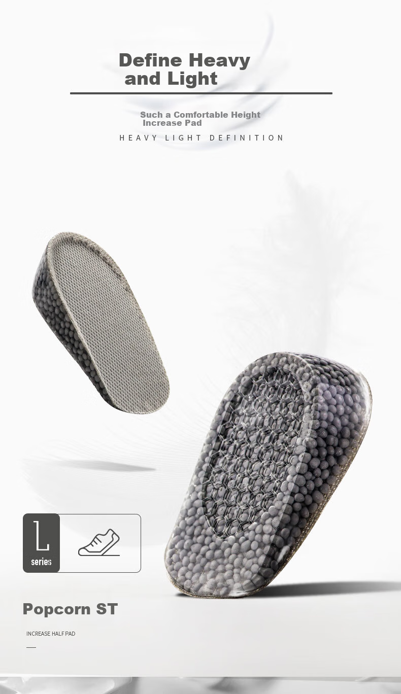 Maigaole 2 Pairs Boost Invisible Height-Increasing Insoles, Women's Half Insoles, Soft And Comfortable, Men's Silicone Popcorn, Gray - 1CM - Women's 1