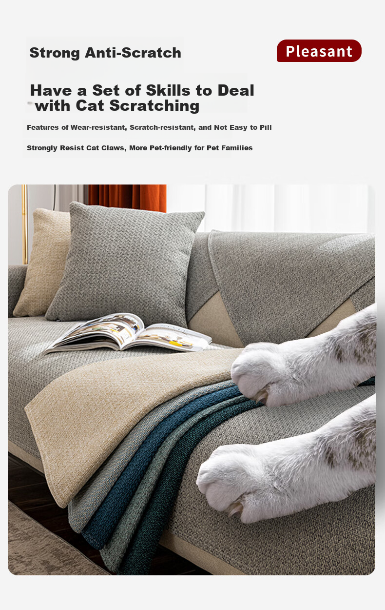 Wuyinliangpin Sofa Cushion Cover, High-Quality All-Season Non-Slip Seat Cover for Sofas, Simple And Elegant Design, 90*210 Cm 4