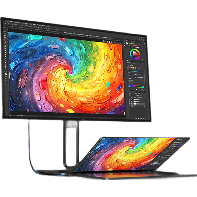 AOC Monitor 27-inch 4K Type-C HDR400 AH-IPS Wide Viewing Angle Hard Screen Adjustable Height Rotatable Low Blue Light Energy-Saving Office Display U27U2