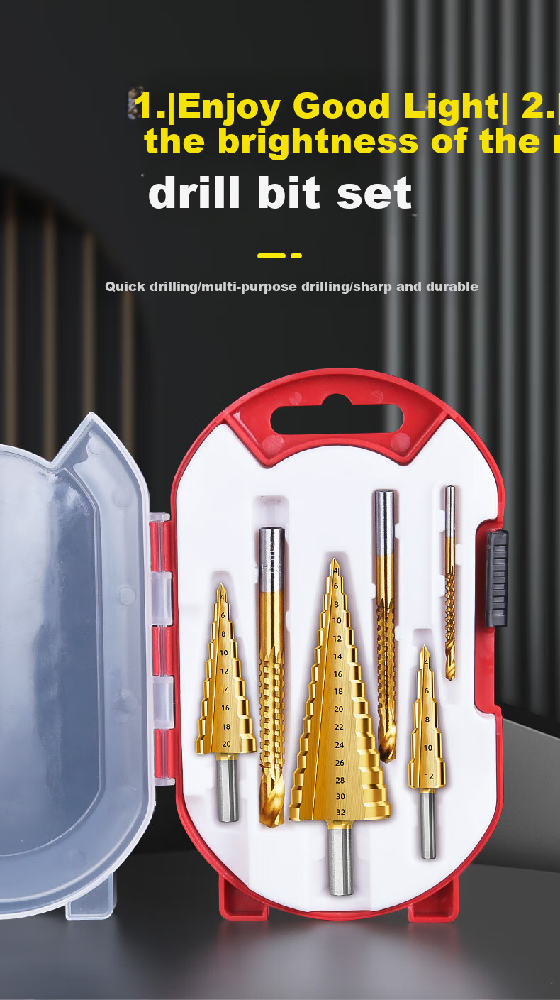 HUHAO Pagoda Drill Bit, Metal Stainless Steel High Hardness Hole Opener, Specialized Drill for Iron Opening, Hole Enlarger, Drilling Tower-Shaped Step Drill 1