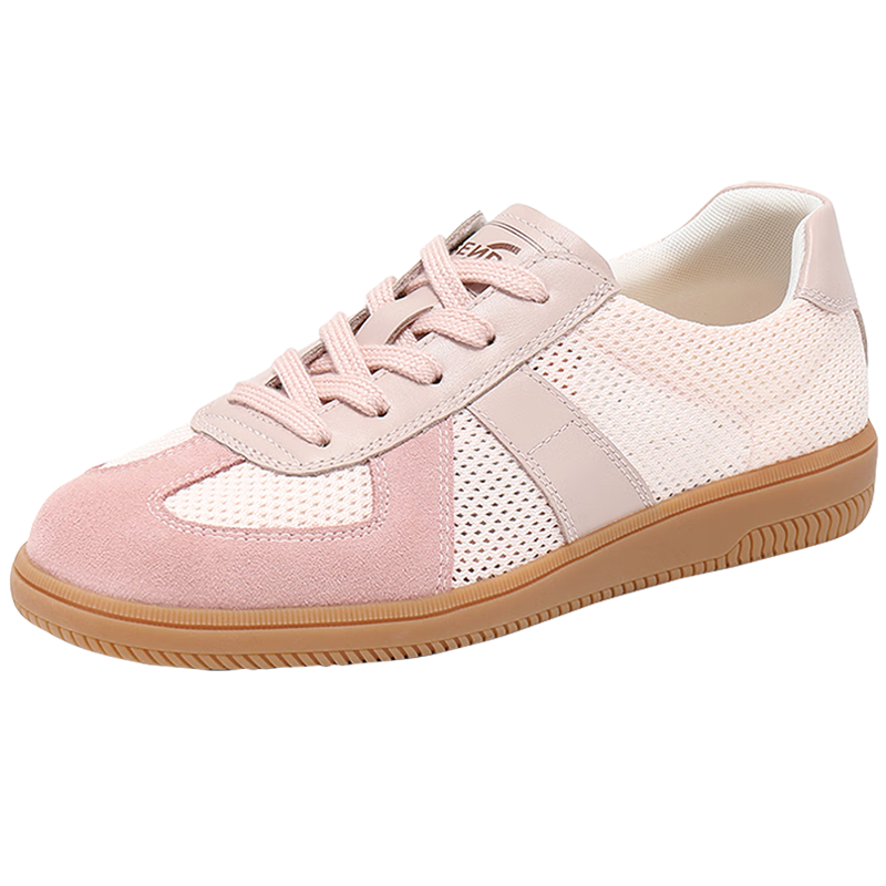 SENDA Women's Summer Leather Mesh Casual Sneakers, Pink, Size 36