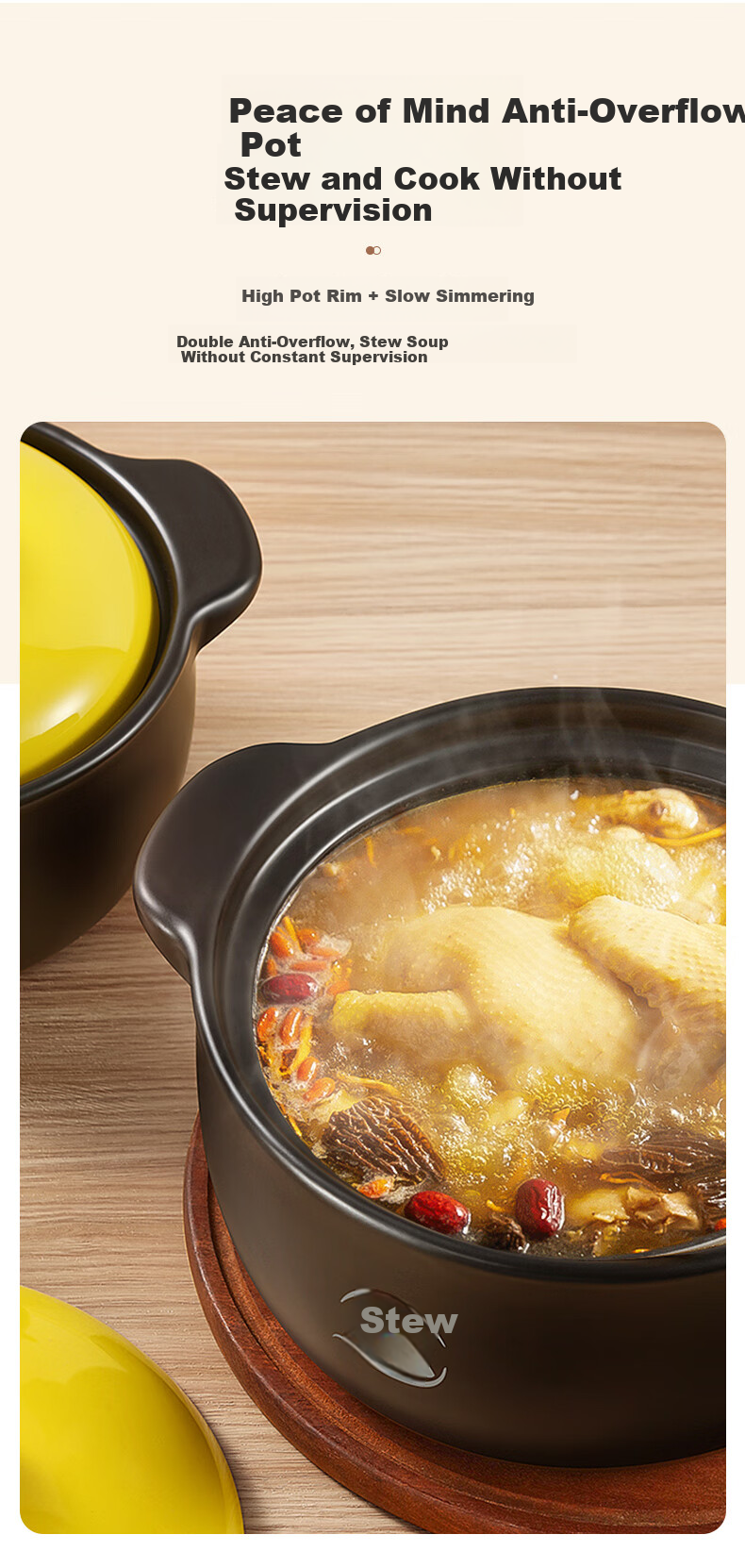 Royalstar Ceramic Casserole Pot for Soup, Heat-Resistant Dry-Burning Crack-Resistant Stew Pot for Home Use, Compatible with Gas And Open Flame Stoves, 6.8L Capacity 14