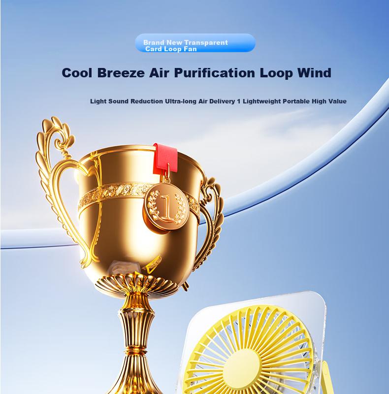 KPD KEEP PURSUING DREAMS Desktop Fan, 6-Inch USB Mini Fan, Cool And Refreshing Electric Fan, Student Dormitory Office Portable Electric Fan, Z501/H8 Transparent White 1