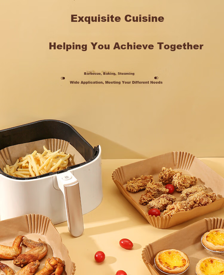 BJ Air Fryer Baking Oil-Absorbing Paper, 16cm, 100 Sheets, Disposable Paper Trays, Non-Stick Oven Liners, Camping Oil-Proof Paper 12
