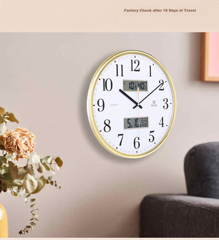 POWER Bawang Wall Clock, Living Room Temperature And Humidity Display, Convex Face Clock, Creative Wall-Mounted Quartz Clock, No Drilling Required, Home Use, Diameter 36cm 3