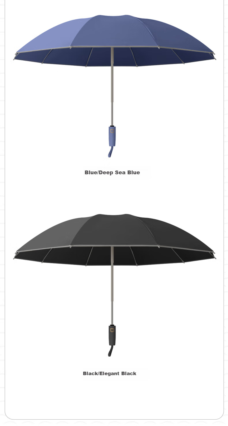 MAYDU Reverse Folding Umbrella, Three-Fold with 10 Ribs, Dual-Purpose for Sun And Rain, Double-Person Umbrella, M3362 Khaki Color 14