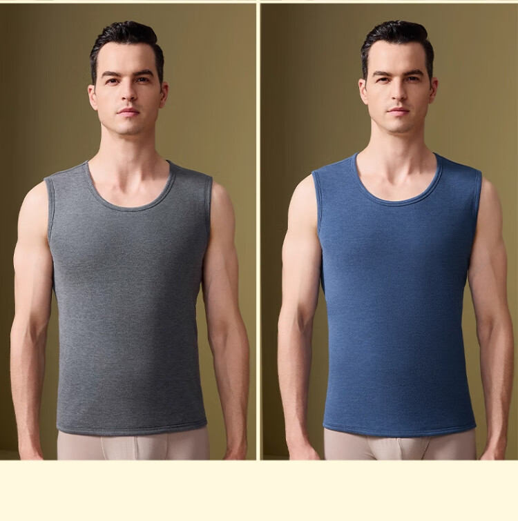 Langsha 100% Wool Thermal Vest for Men Winter Fleece Thickened Antibacterial Velvet Heating Cold-Resistant Sleeveless Jacket 7