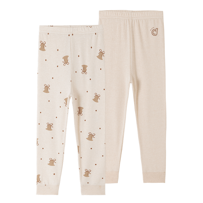 Dingguagua Dingguagua Children's Cotton Thermal Pants 2-Pack Pure Cotton Girls' Warm Sleepwear Trousers for Kids Size 130