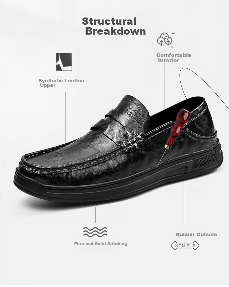 MULINSEN Men's Shoes, Business Casual Leather Shoes, Slip-On Loafers, Penny Loafers, Men's Footwear, 99832 6