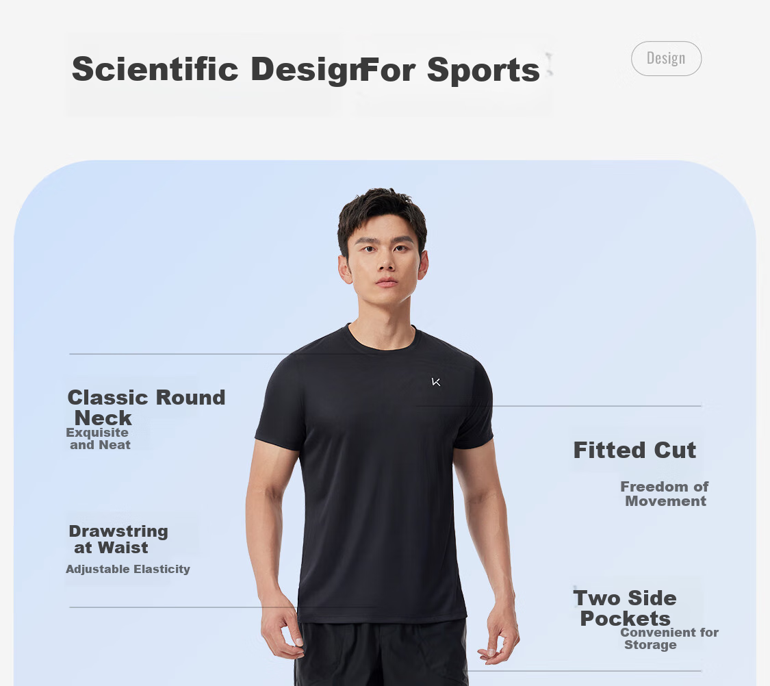 Keep Running Workout Set for Men, Quick-Dry Basketball Jersey, Badminton Outfit, Sports Equipment, Morning Jog Training Short-Sleeve T-Shirt And Shorts 3